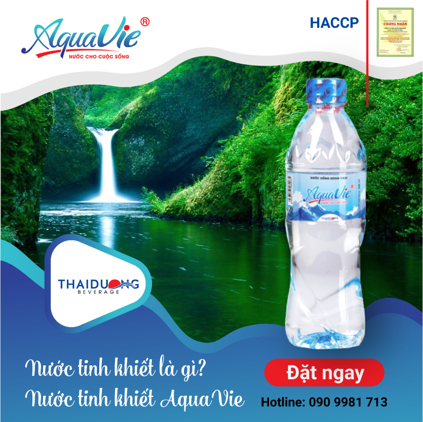 Nước uống đóng chai 350ml, 500ml Aquavie nước uống tinh khiết